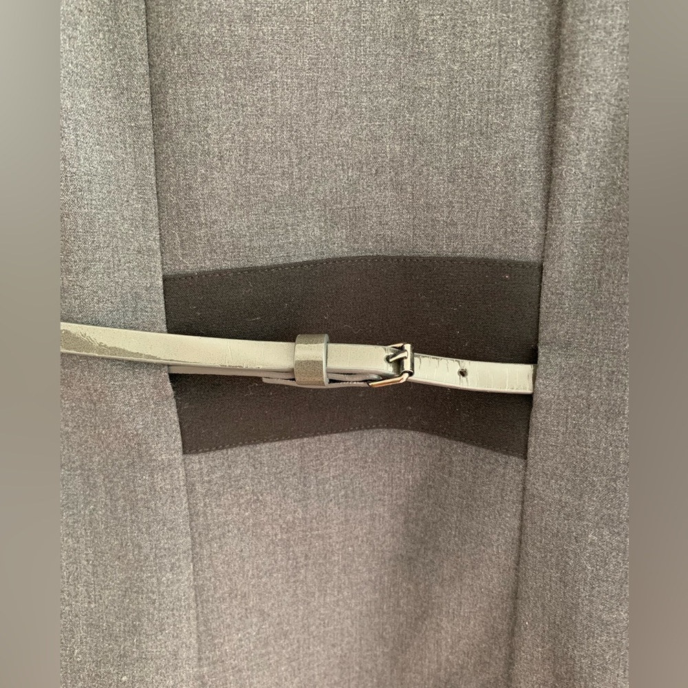 Calvin Klein Dress: Gray/Black/White Colorblock Dress Sleeveless A-Line Belt 14 - Picture 6 of 10